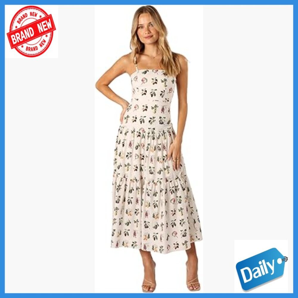 Cotton Midi Dress Square Neck A-Line Back Zip Fitted Summer